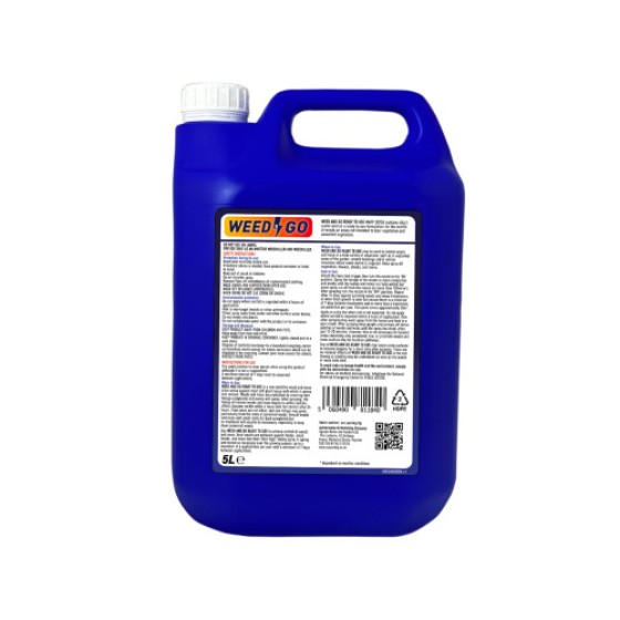 Weed & Go 5L すぐ使える除草剤 - 迅速作用する酢酸フォーミュラ、車道・小道・パティオの苔と雑草をコントロール（4時間で効果）